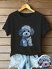 Camiseta Informal De Unisexga Corta Para Mujer Camiseta CóModa Con Estampado De Perro Bonito Cuello Redondo Lavable A MáQuina