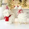 Nordic Style Holiday Decor Plush White Sheep Christmas Ornament, Cute Knit Hat Lamb Tabletop Decoration, Soft Knitted Accessories Fabric Hanging