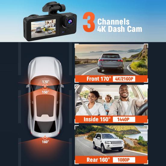 Автомобильная камера с G-сенсором, циклическая запись, защита на весь день, простая установка, передняя и задняя части