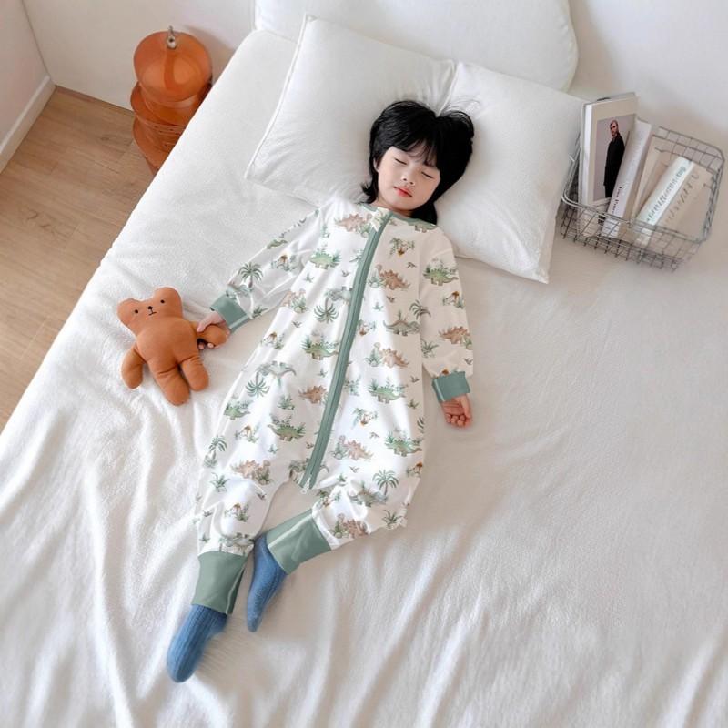 Cotton Baby Sleepsuit With Leg Separation Toddlers Lightweight Fall Pajamas Neutral Design