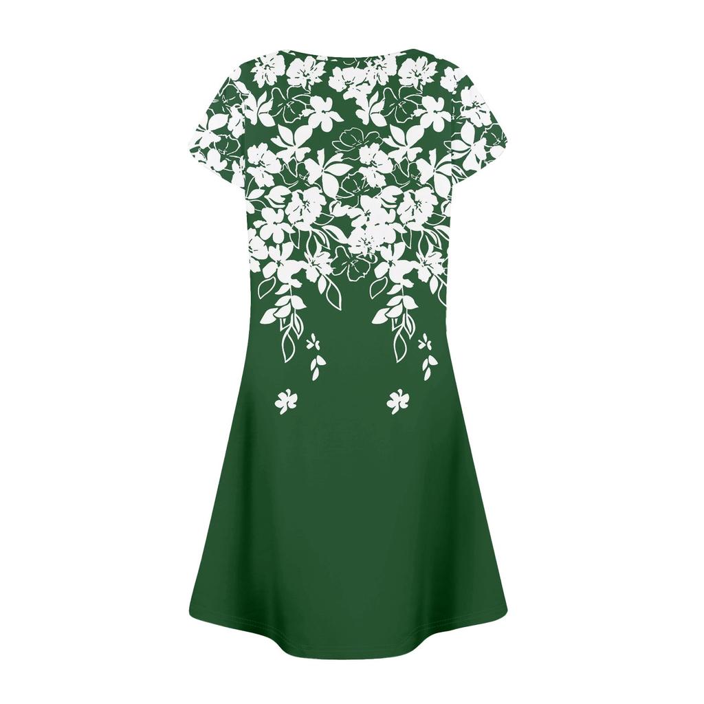 Women's Summer Casual Petal Slim Stripe Pleated Solid Color Dresses