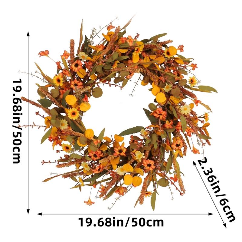 Artificial Wreath Thanksgiving Wreath for Front Door Window Hallway Farmhouses Thanksgiving Centerpieces Decoration