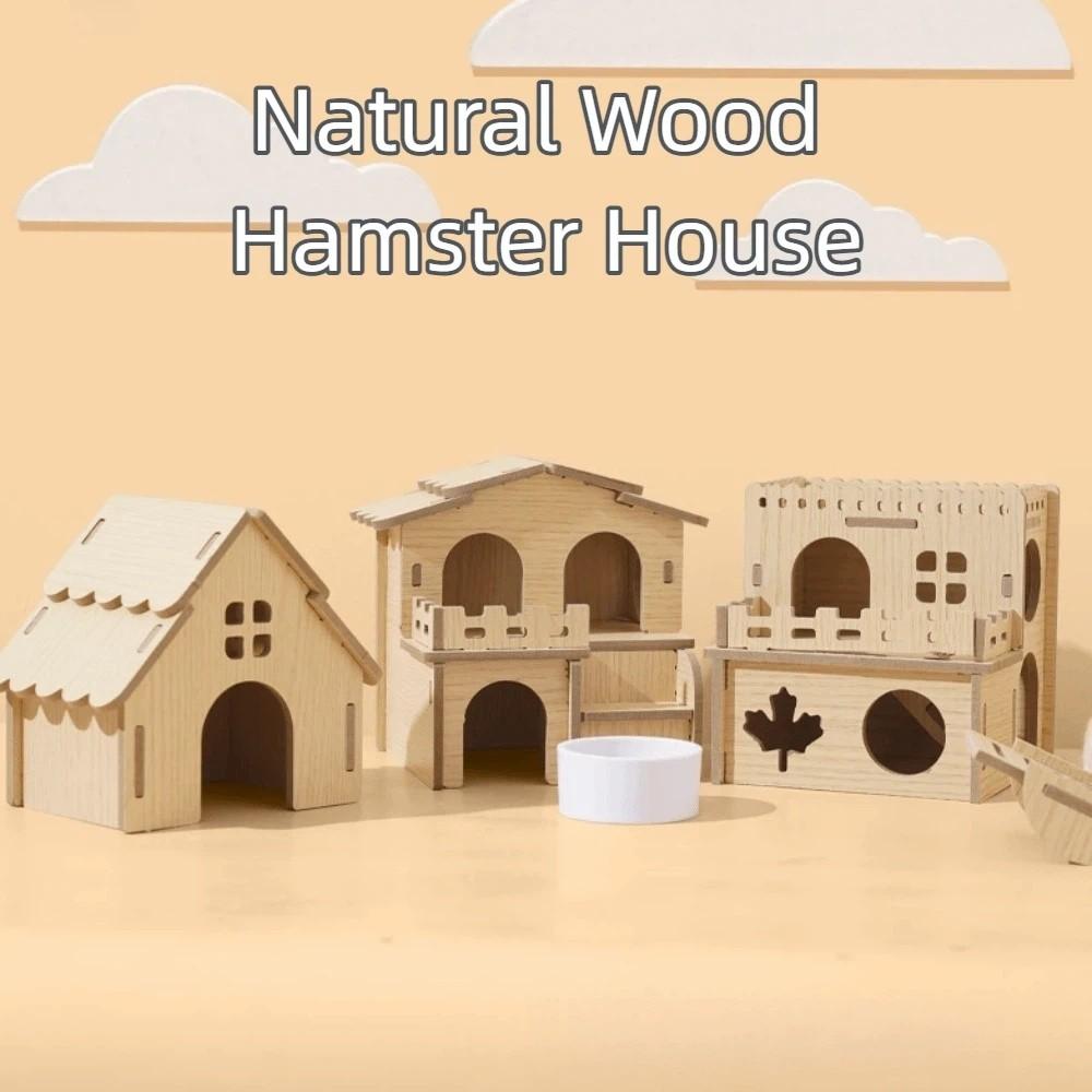 Durable Hamster House Natural Wooden Small Pets Hideaway New Hamster Hide Villa  for Chinchilla