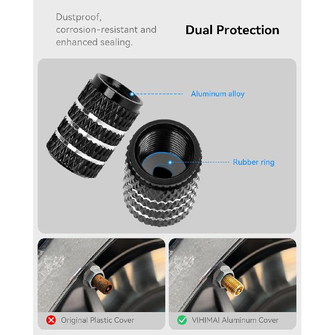 4PCS Tire Valve Stem Caps for Tesla Model Y X S 3, Aluminum Alloy Valve Stem Cap Universal Stem Covers Accessory(Corrosion Resistant Black)