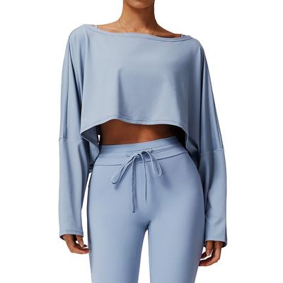 Новый спортивный топ с длинным рукавом для женщин с рукавами «летучая мышь» на одно плечо для повседневной носки, универсальный костюм для йоги с длинным рукавом и женская накидка