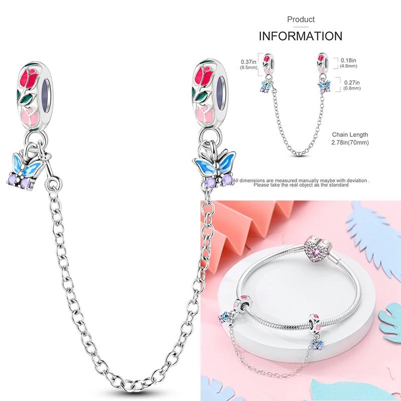 New Copper Charms Buttefly Daisy Safety Chain Cat Paw Change Beads Fit Original Bracelet Ladies Diy Jewelry