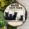 2D Flat Hanging Decorative Signs, Interior Wall or Door Decoration, Garden Decoration, the Pattern Is Four Black Cats, a Housewarming Gift for Friends