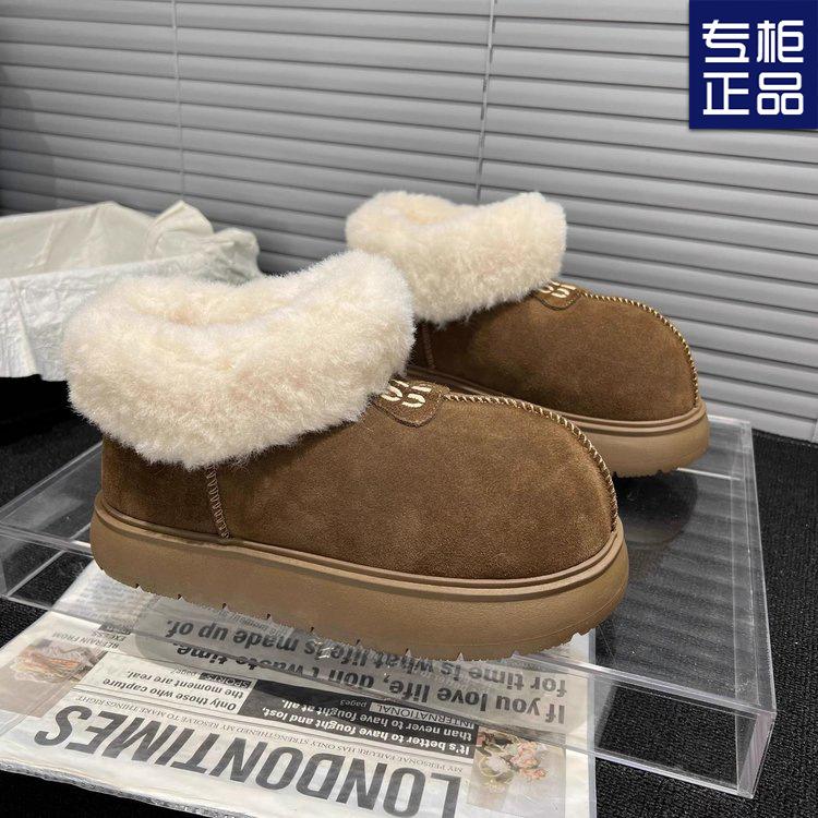 2024 утолщенные теплые и морозостойкие пушистые ботинки зимние ботинки на толстой подошве меховые интегрированные флиса короткие туфли модные на выход универсальные