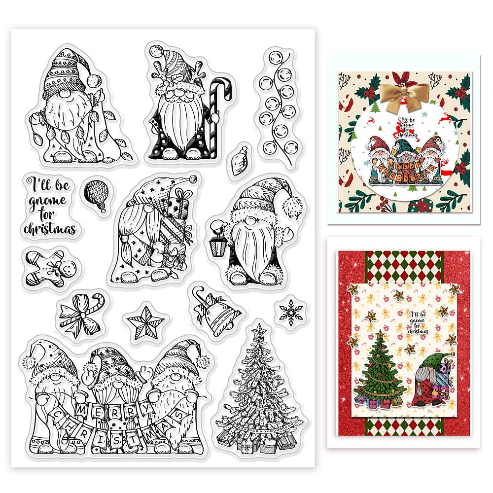 PVC Plastic Stamps for DIY Scrapbooking Photo Album Decorative Cards Making Stamp Sheets Gnome Pattern 16x11x0.3cm