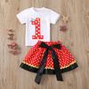 Toddler Baby Girls Letter Dot Print 1-year-old Birthday Dress+Bow Tie Outfits