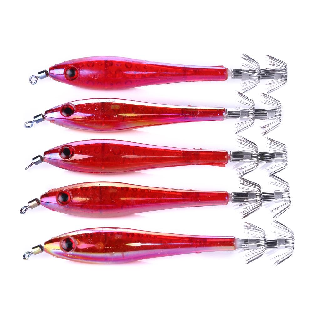 5PCS/LOT Shrimp Squid Jigs Jigging Squid Hook 9.5CM 6g Trout Lure Luminous Shrimp Squid Lure
