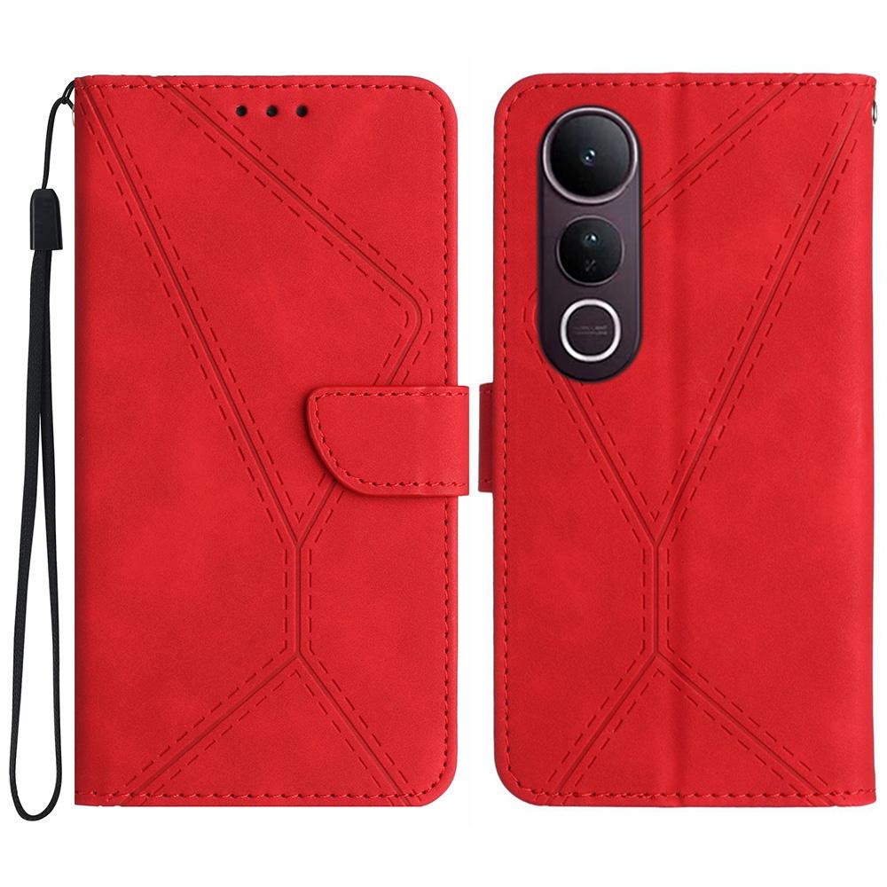 For Vivo V50 Lite 5G Case Skin Touch Lines Imprinted PU Leather Flip Phone Cover