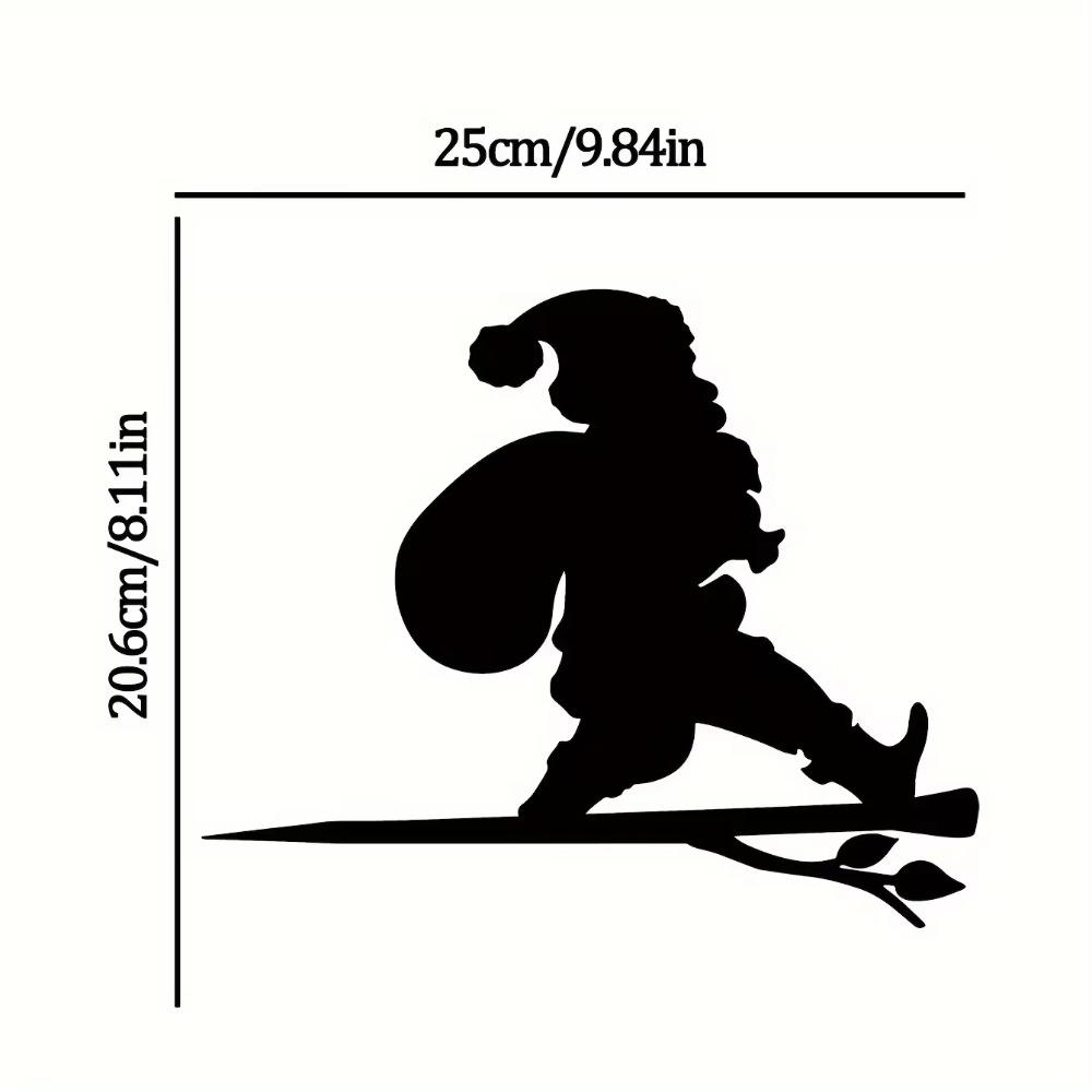 Счастливого Рождества Дедушка Металлическая Настенная Скульптура - Стальной Силуэт на Ветке, Идеально Подходит Для Украшения Дома, Сада и Уличной Статуи