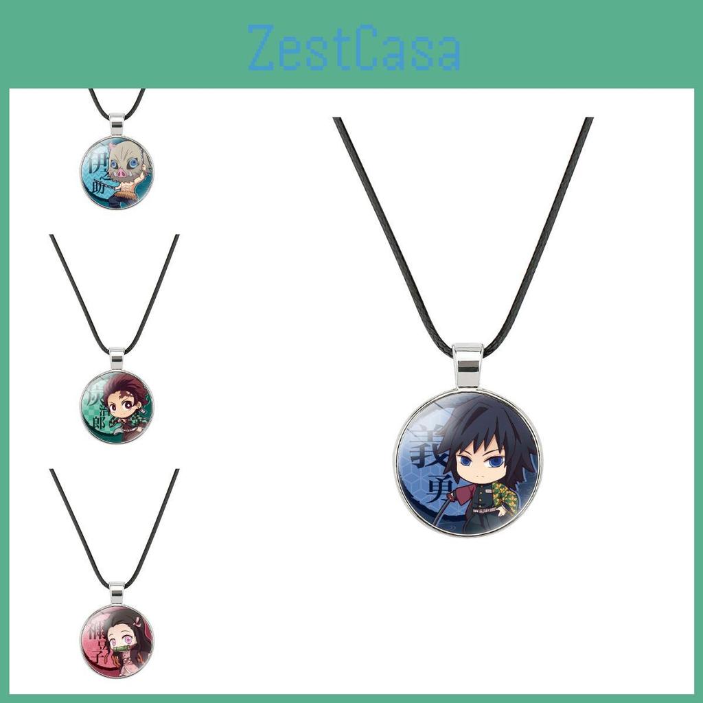 Charming Demon Slayer Time Gem Pendant Necklace With Durable Alloy And Soft Rope