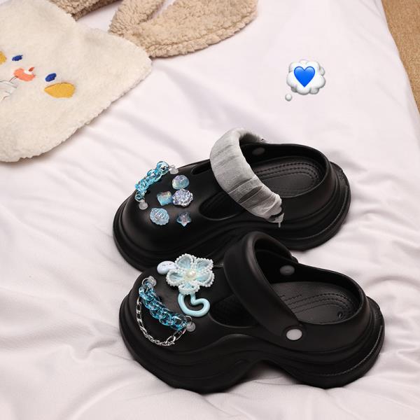 Модная обувь с закрытым носком Женская 2025 Шлепанцы для бассейна Мюли на каблуке Платформа Пляжные Высокие плоские Слайды Обувь на высоком каблуке Женская Домашняя