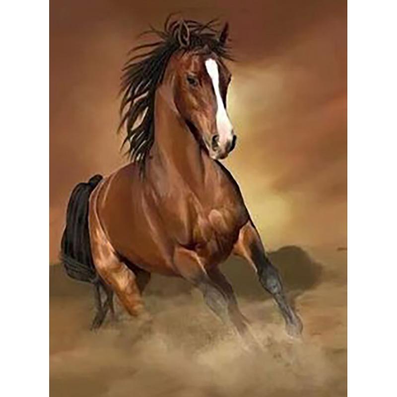 5D DIY Diamond Painting Animals Horse Cross Stitch Kit Full Round Drill Embroidery Mosaic Art Picture of Rhinestones Decor Gift