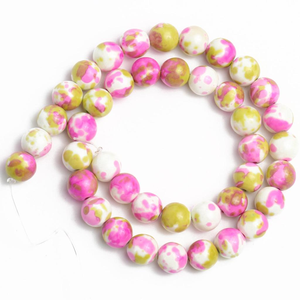 1 нить/пакет 6/8/10 мм натуральный дождь цветок яшма каменная бусина разноцветные круглые свободные бусины для ювелирных изделий DIY серьги изготовление браслетов аксессуары