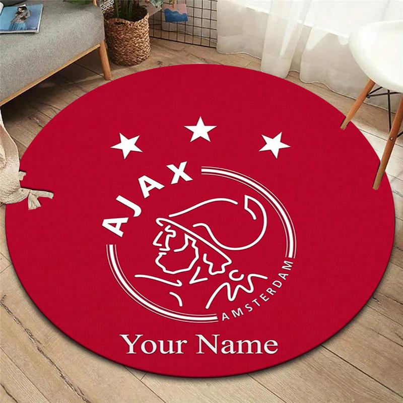 AFC Ajax Custom Name Round Area Rug,Carpet Rug for Living Room Bedroom Sofa Playroom Decor,Non-slip Floor Mat