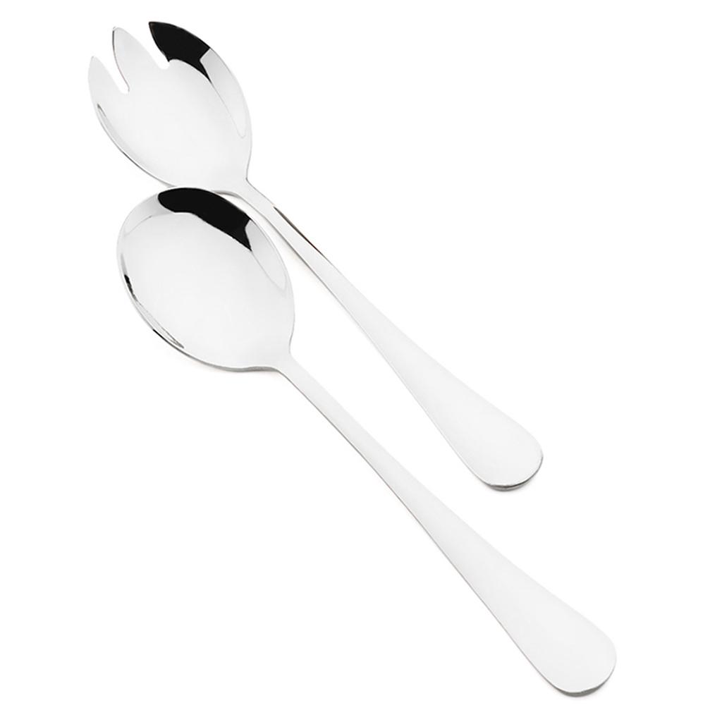2pcs Mirror Stainless Steel Flatware Salad Fork Spoon Cutlery Set Service Fork Spoon Dinnerware Set Western Kitchen Tableware