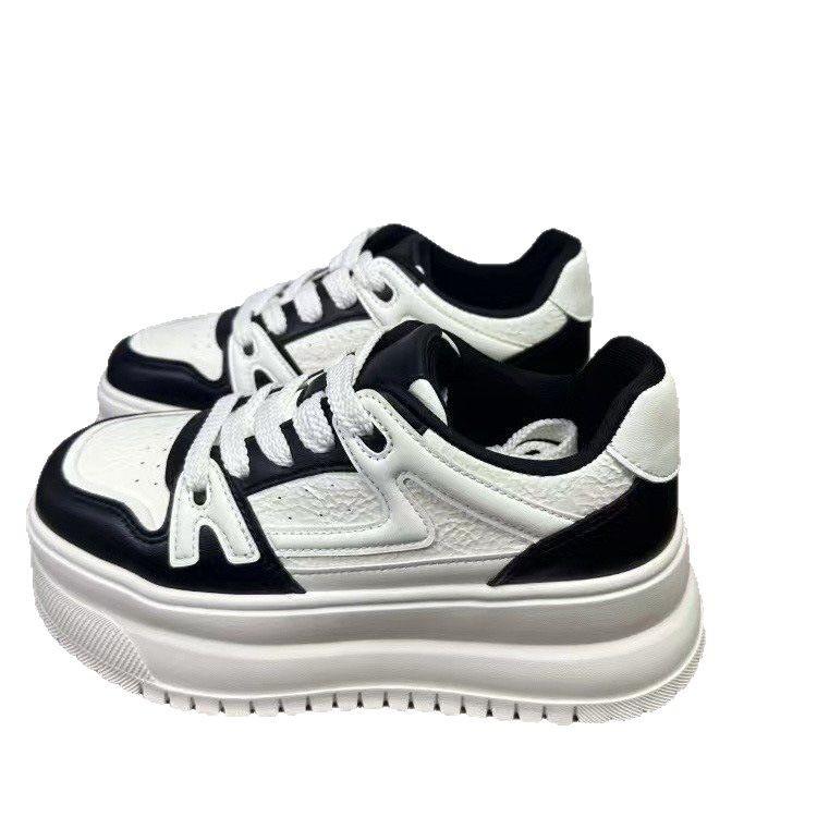 Small Little White Shoes Thick-soled Casual Breathable 2025 Spring and Summer Sports Muffin High Value Sports Board Shoes