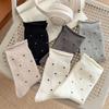 Женские осенние хлопковые носки до середины икры в балетном стиле в горошек с подвернутым краем
