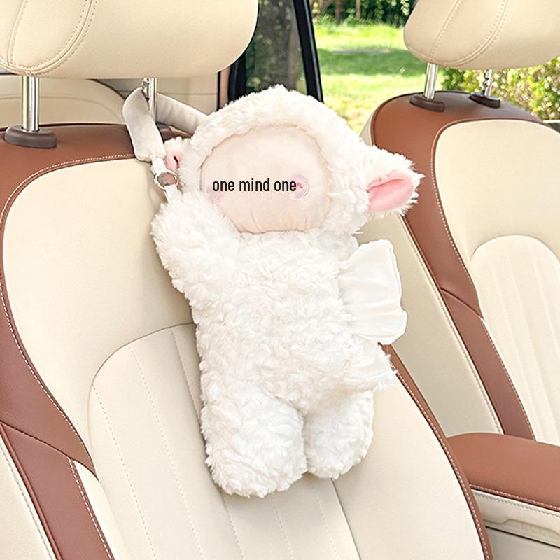Cartoon Plush Monkey Tissue Box - Cute Car Hanging Pull-Out Cover