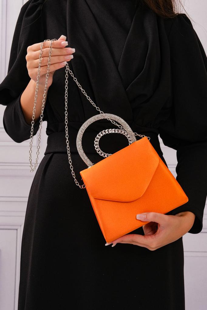 Women's Stylish and Useful Evening Dress Bag Women's Nude Satin Evening Dress Shoulder Bag with Stone Holding Detail