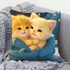 Square Pillowcase Cute Cat Pillow Sofa Cushion Covers Lumbar Cushion for Women