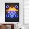Neon Effect Poster Printing Cartoon Animation Canvas Painting Wall Art Picture for Living Room Bedroom Game Room Home Decoration