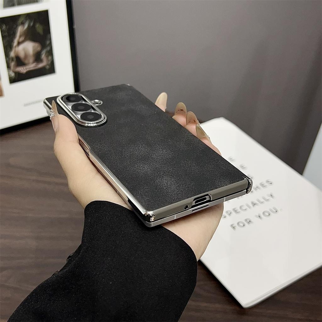 Ретро Матовый Кожаный Магнитный Чехол-Книжка с Покрытием на Петле для Samsung Galaxy Z Fold 7 6 5 4 для Беспроводной Зарядки Magsafe