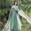 Chinese Style Hanfu For Women In The Wei And Jin Dynasties, Cross-collar, Wide Sleeve, One-piece Skirt Suit