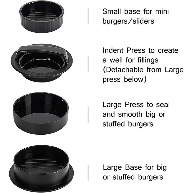 LMETJMA Hamburger Press Patty Maker 3 in 1 Non-Stick Meat Beef Veggie Hamburger Patty Mold Patty Press for Stuffed Burgers JT84