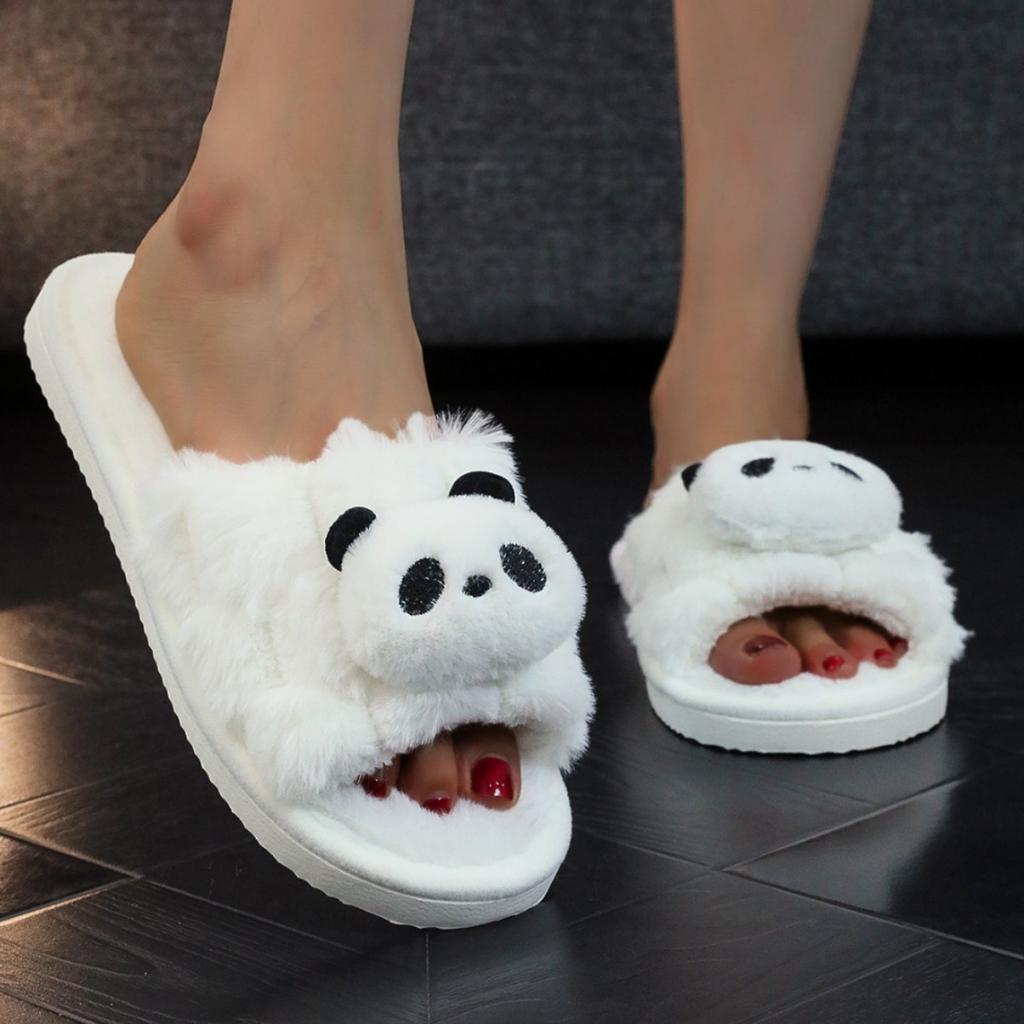Cartoon One Word Fluffy Ins Raw Cute Home Floor Fashion Four Seasons Warm Slippers