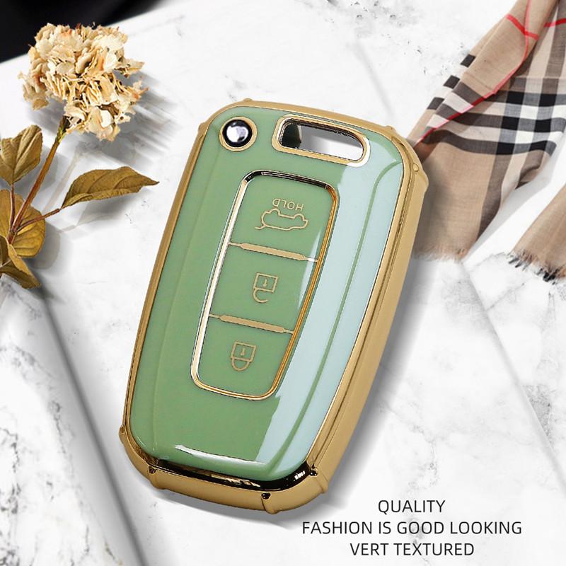 Роскошный чехол для дистанционного ключа автомобиля с золотым краем для KIA Sportage Forte K2 K5 для Hyundai Solaris HB20 Veloster SR IX35