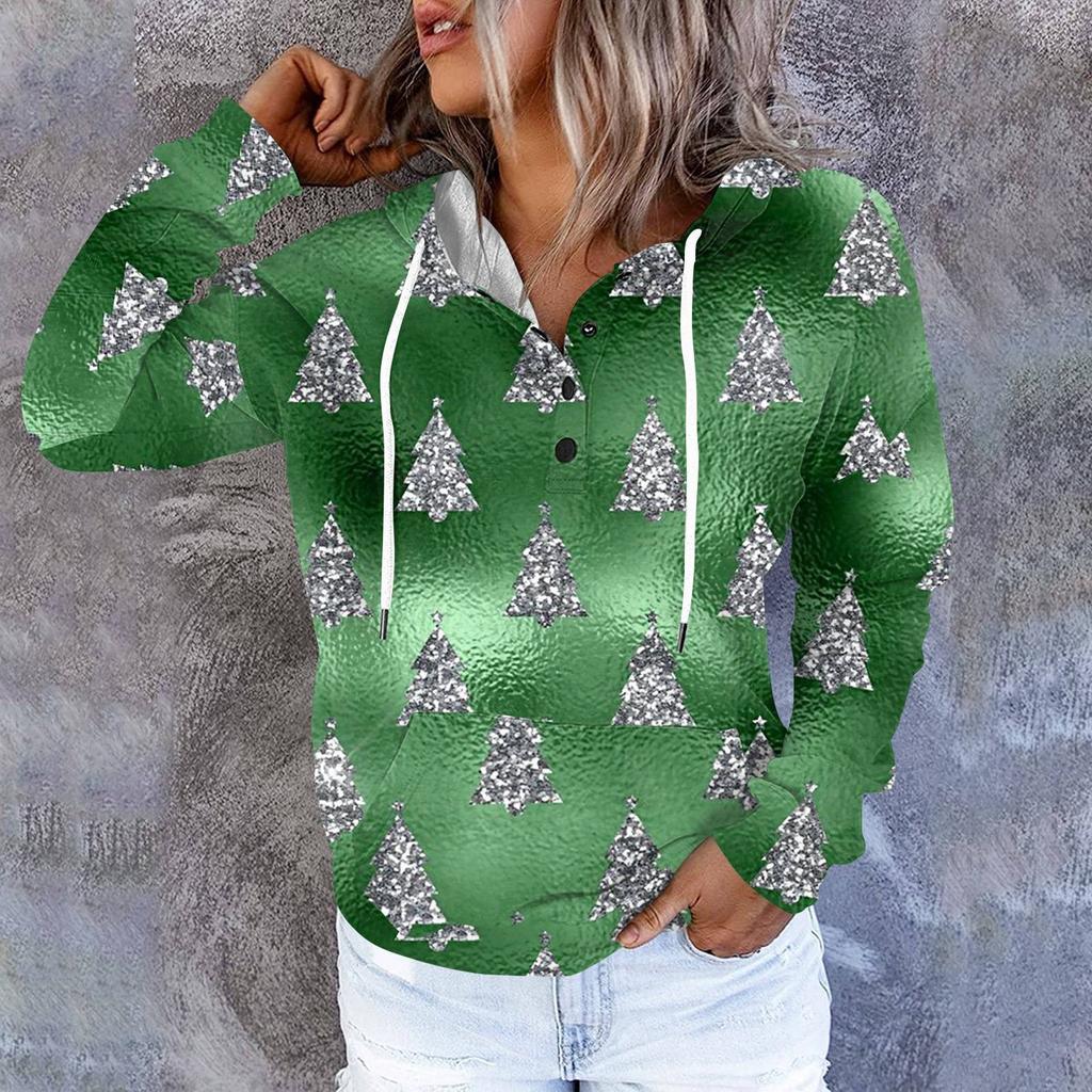 Женские повседневные модные принты с длинным рукавом на пуговицах пуловеры с капюшоном толстовки