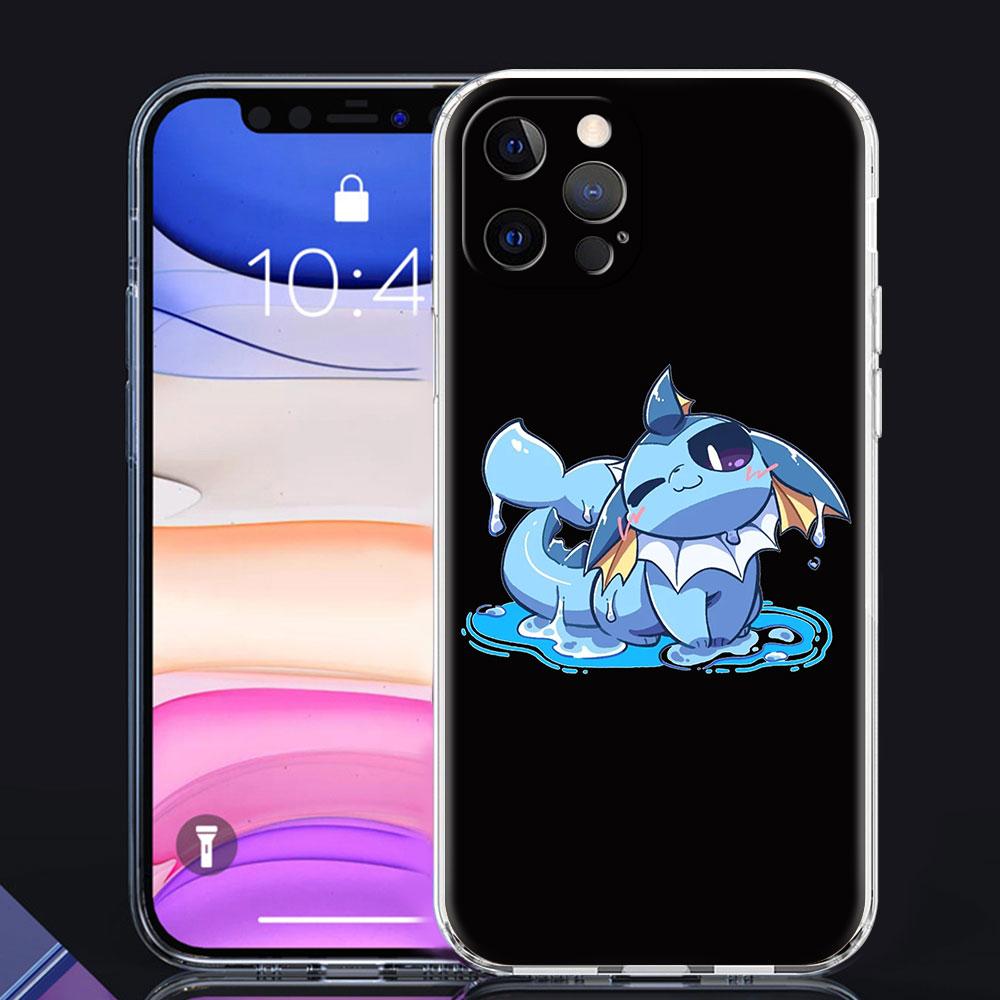 Прозрачный чехол для Apple iPhone 13 11 14 Pro Max 12 Mini, мягкий чехол для телефона XR SE 2020 7 8 Plus X XS 6S в форме ракушки Pokemon Cute Eevee Lunda