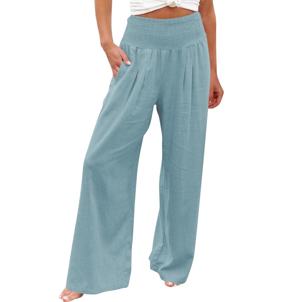 Women's Casual Pants Loose Soft Solid Color  Wide Leg Long Pants High Waist Straight Leg Pants