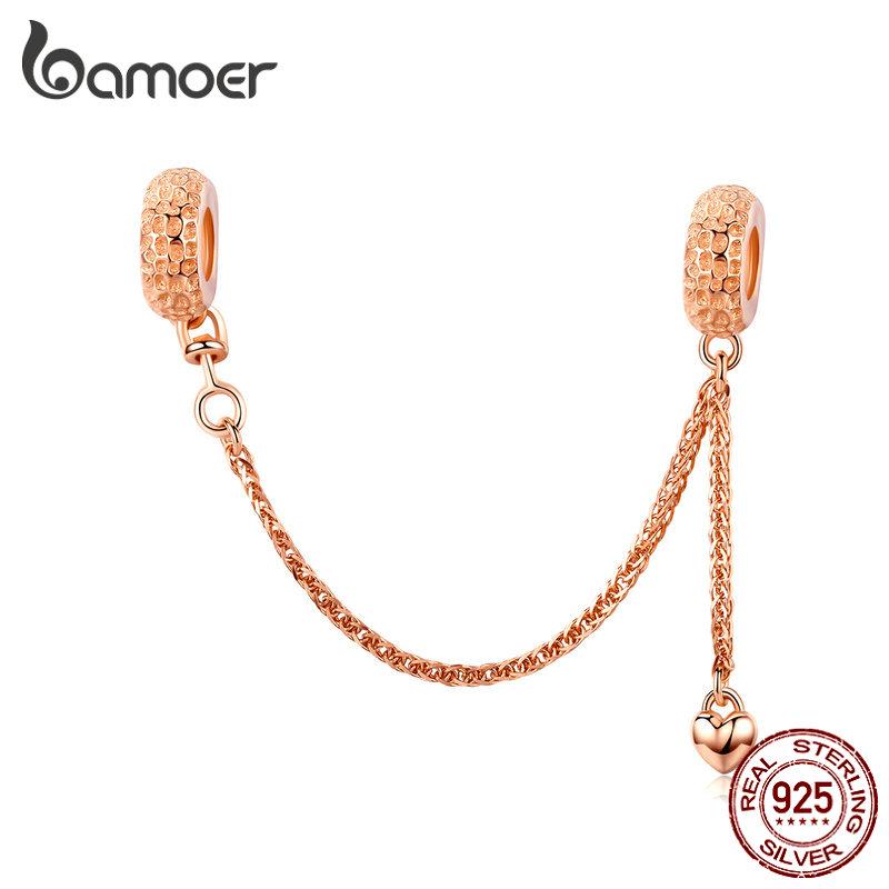 BAMOER Стерлинговое серебро 925 пробы Love Heart Защитная цепочка Подвеска-стопор Подвеска