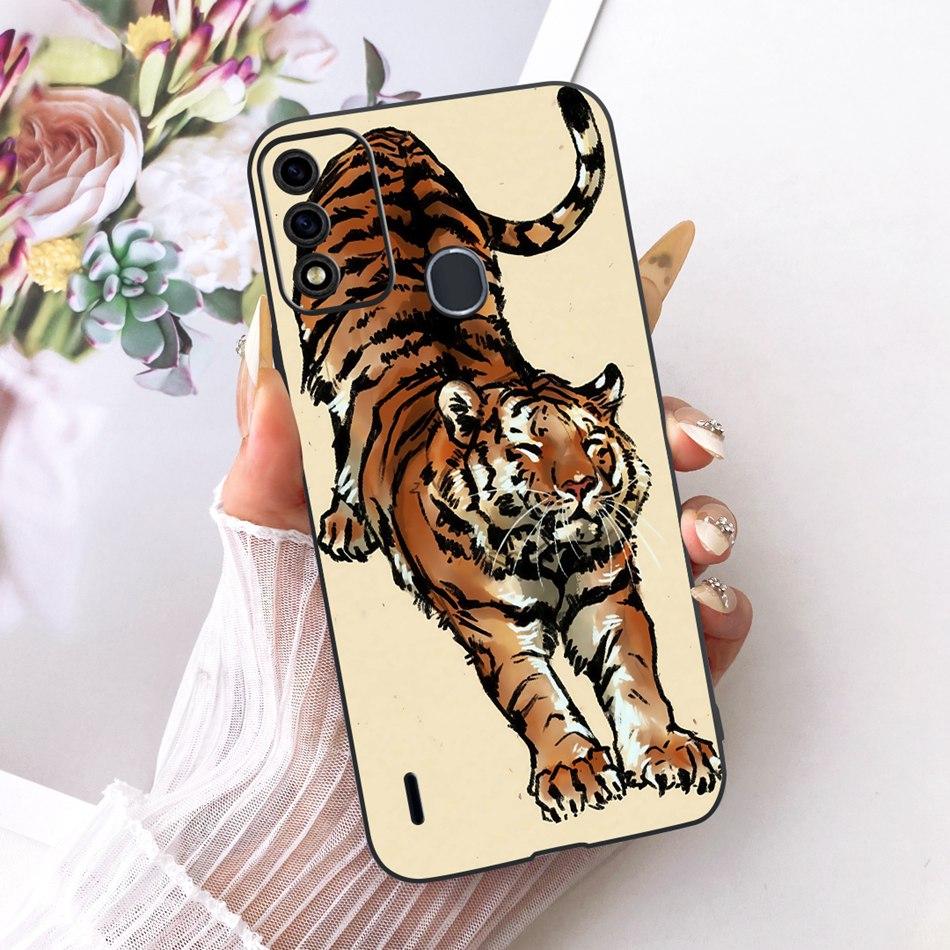 For ITEL A48 Cool Dragon Tiger Pattern Phone Case For Itel A48 Black Silicone Soft Cases