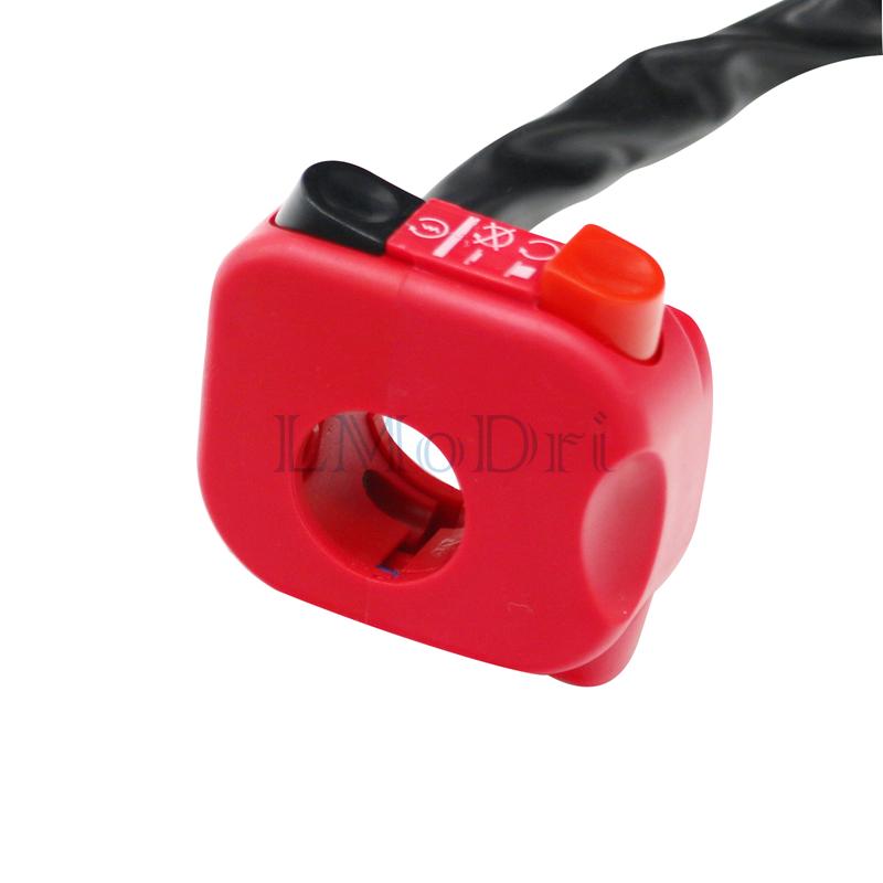 LMoDri 22 мм 7/8 "руль мотоцикла, светодиодная фара, лампа включения, выключения, управление электрическим запуском, звуковой сигнал, опасность