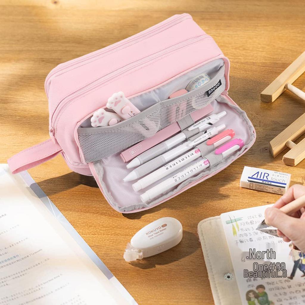 Пенал студенческий двухслойный однотонный большой вместимости