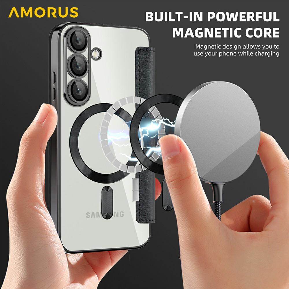 Чехол для Samsung Galaxy A56 5G, совместимый с MagSafe, с блокировкой RFID, держателем для карт, кожаный чехол для телефона