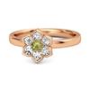 Peridot Floral Cluster Ring - Sterling Silver Rose Gold Vermeil