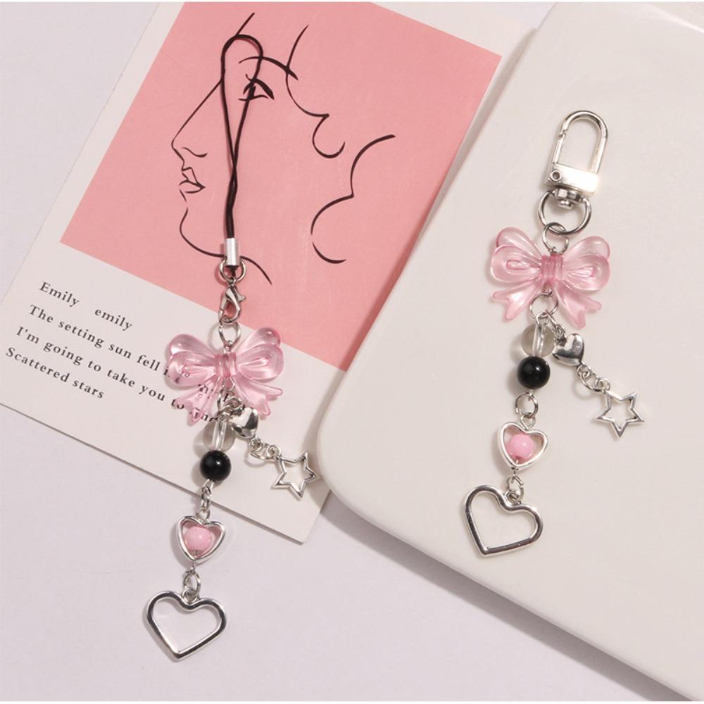 Очарование для телефона с бантом, розовая сумка, аксессуар, модный брелок с бантом для телефона