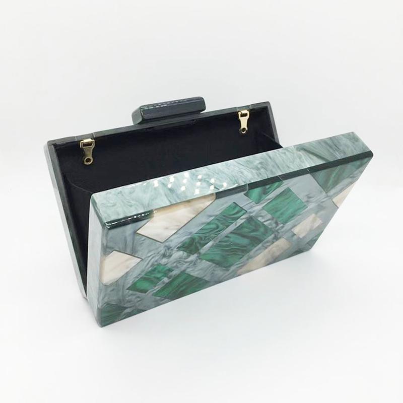 Fashion Acrylic Clutch Purse Multicolor Plaid Patchwork Evening Bag Luxury Chain Shoulder Crossbody Bags Novelty Wallet Handbags