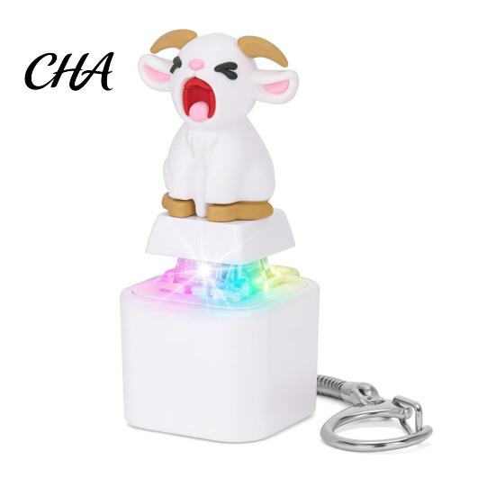 Sheep Finger Clicker 1/2/3Pcs Screaming Goat Keyboard Fidget Toy, Rechargeable Stress Relieving Gadget with Light Sound, Animal Push Button