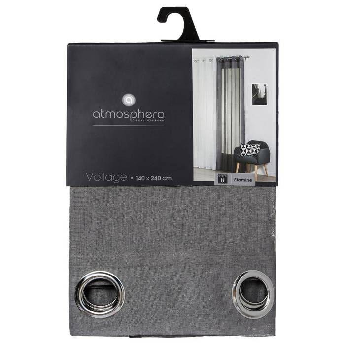 Voilage Gris 140x240cm - Atmosphera Createur D'interieur