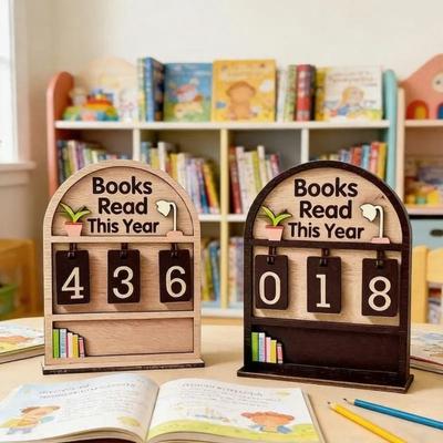 Книга Читать В Этом Году Счетчик Отслеживание До 999 Книг Деревянный Ежегодный Читательский Цель Вызов Трекер С Цифровыми Знаками Украшение Книжной Полки Любители Книг