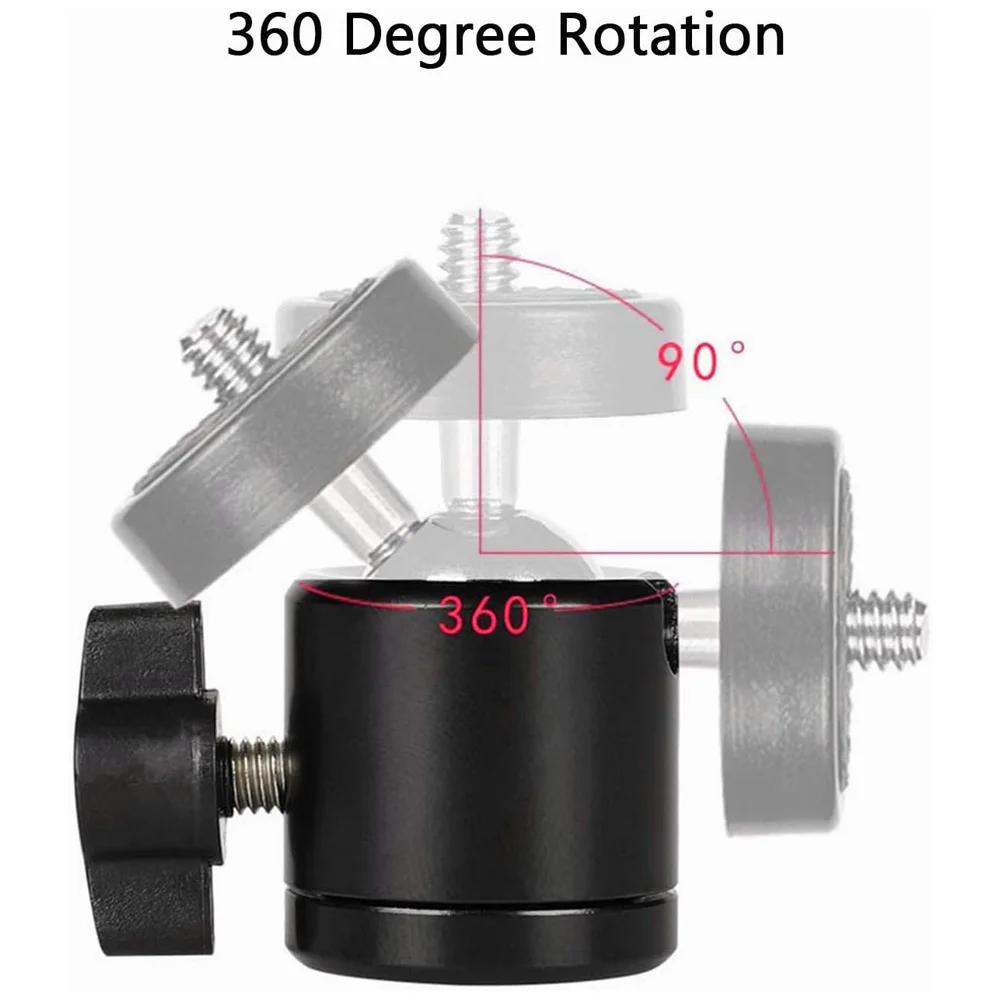 1/4" Swivel Mini Ball Head Screw Tripod Mount for GoPro 12 11 10 9 Insta360 X3 DSLR Camera Camcorder Light Bracket Accessories