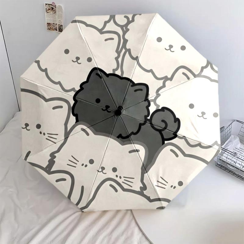 1 шт. chow Автоматический складной зонт - Мультяшный узор, Портативный и складной дизайн с 8 спицами, Рождественские и Новогодние подарки